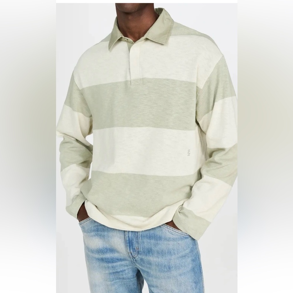 Closed Men's Striped Rugby shirt - Olive and Cream